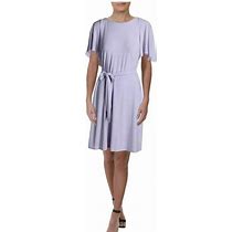 Ralph Lauren Womens 2 Purple Batwing Sleeves Belted Lined Fit Flare Dress NWT