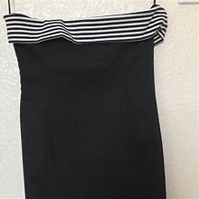 Zara Dresses | Zara Knee Length Strapless Dress | Color: Black/White | Size: S