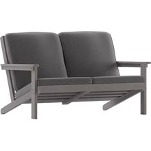 Flash Furniture JJ-C14022-GY-GG Outdoor Adirondack Patio Loveseat - Gray Cushions W/ Gray Resin Frame