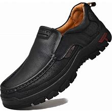 Venshine Mens Walking Shoes Leather Lightweight Breathable Casual Slip On Loafers