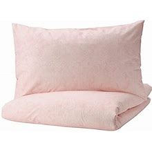 IKEA JATTEVALLMO Duvet Cover And Pillowcase(S), White/Dark Pink Full/Queen (Double/Queen)