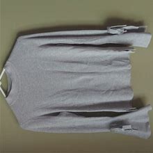 Venus Sweaters | Women's Xs Venus Heather Gray Sweater With Bell Sleeves And Tie Detail | Color: Gray | Size: Xs