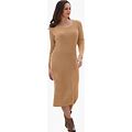 Plus Size Women's Scoop-Neck Sweater Dress By Jessica London In Brown Maple (Size 26/28)