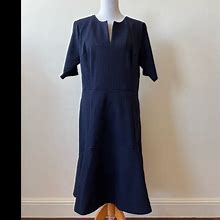 Eshakti Dresses | Eshakti | Short Sleeve V Neck Flare Hem Midi Shift Dress | Color: Blue | Size: 18