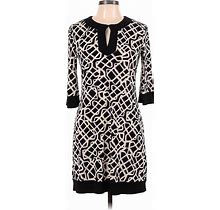 Lily Casual Dress - Shift Keyhole 3/4 Sleeves: Black Dresses - Women's Size Medium