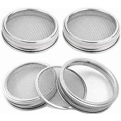 4 Pack Stainless Steel Sprouting Jar Lid For Wide And Wide Mouth Mason Jar For Growing Sprouts