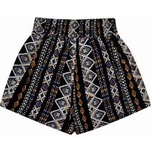 Ytianh Womens Plus Size Shorts Graphic Print Smocked Waist Shorts Casual Shorts For Spring & Summer Women's Clothing Black,L