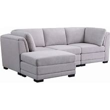 Lilola Home - Kristin Light Gray Linen Fabric Reversible Sectional Sofa With Ottoman - 88020-4A