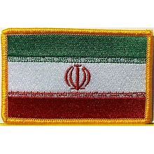 Iran Flag Embroidered Iron-On Patch Military Emblem Gold Border
