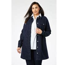 Plus Size Women's Long Denim Jacket By Jessica London In Indigo (Size 34 W) Tunic Length Jean Jacket