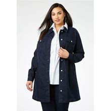 Plus Size Women's Long Denim Jacket By Jessica London In Indigo (Size 22 W) Tunic Length Jean Jacket