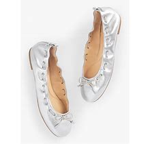 Blair Elastic Ballet Flats - Metallic Leather - Silver - 7m Talbots