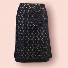 Talbots Skirts | Talbots Womens Black Eyelet Skirt Sz 10 Petite 10P Knee Length Cotton | Color: Black/Tan | Size: 10