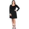 Plus Size 24Seven Comfort Apparel Long Sleeve Knee Length Skater Dress