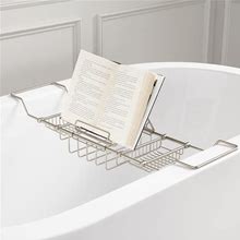 Signature Hardware 902478-R Nottingham Brass Tub Caddy With Reading Rack Brushed Nickel Bath And Shower Accessories Bathtub Accessories Bath Trays