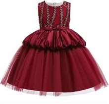 Toddler Baby Girls Princess Dress Embroidery Net Yarn Bowknot Tutu Gown Kid Cute Sweetheart Birthday Party Dresses
