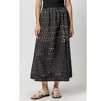 Eyelet Side-Button Maxi Skirt Black / Small
