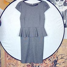 Alice + Olivia Dresses | Alice+Olivia Adeline Peplum Dress Heather Grey 12 Midi Stretch Pencil Sleeveless | Color: Gray | Size: 12