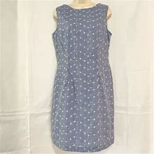 Dress Barn Dresses | Dressbarn Cotton Blend Blue & White Embroidered Midi Dress | Color: Blue/White | Size: 10
