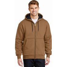 Cornerstone CS620 Heavyweight Full-Zip Hooded Sweatshirt With Thermal Lining In Duck Brown Size 2XL | Cotton/Polyester Blend