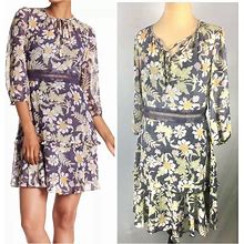 Donna Morgan Dresses | Donna Morgan Floral Sheer Lined Dress Sz 6 | Color: Blue/Purple | Size: 6