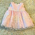 Petite Frais Dresses | Petite Frais Pink Checkered Lace Dress With Floral Embroidery | Color: Pink | Size: 6Mb