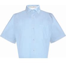 Biagio 100% Cotton Men's Short Sleeve Solid POWDER BLUE Color Dress Shirt Sz 2XL