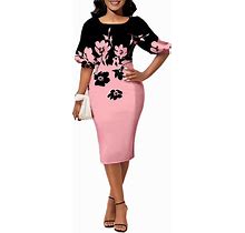 Beverly Women's Bodycon Pencil Dress Business Long Sleeve Elegant Bow Knot Work Office Cocktail Party Sheath Dresses