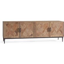 Parquet Reclaimed Wood Media Console With Doors | Pottery Barn