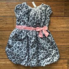 Cherokee Dresses | Grey Leopard Print Dress With Pink Bow | Color: Gray/Pink | Size: 4Tg
