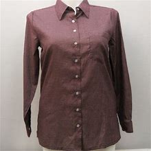 Haband Tops | Haband Womens Button-Down-Dress-Shirt Long-Sleeve Plum Checked Size M | Color: Red | Size: M