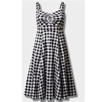 Torrid Dresses | Bogo Buy One Get One Half Off! Torrid Midi Plaid Sweetheart Shirred Dress | Color: Black/White | Size: 2X