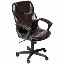 Pemberly Row Manager Office Chair In Brown Puresoft Faux Leather