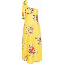 Zimmermann Women's Floral Print Linen Asymmetric Midi Dress In Yellow | 8463DRS241YFL