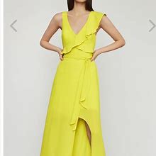 Bcbgmaxazria Dresses | Bcbg Lemongrass Open Back Ruffle Gown | Color: Green/Yellow | Size: 2
