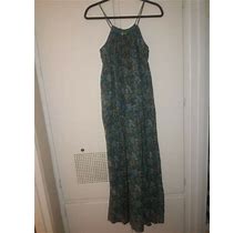 Shulami Long Floral Maxi Dress Bow Detail Size Small Empire Adjustable