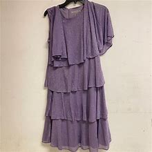 Danny & Nicole Amethyst Glitter Midi Women's Dress Size 8 Color Purple