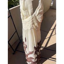 Jones New York Dresses | Nwt Jones New York 100% Silk White Brown Floral Pattern Dress Size 6 | Color: Brown/White | Size: 6