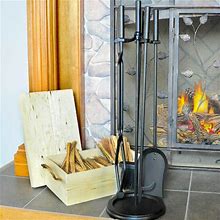 5 Piece Black Wrought Iron Fireplace Tool Set - F-1070 | Fireplace Accessories | Uniflame