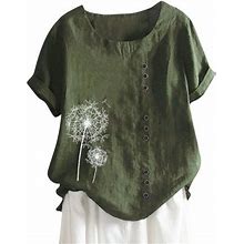 Mitankcoo Short Sleeve Top 2024 Summer - Cotton Linen Dressy Casual Blouse Loungewear Clothes