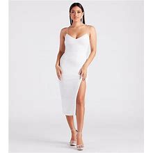 Windsor Gimme The Glitz Sequin Midi Dress In White | Size: Small