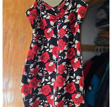 SHEIN Floral Dress - Women | Color: Black/Red | Size: L
