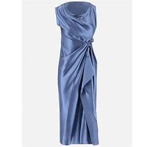 Stephan Janson Draped Silk Dress - Blue - Casual Dresses Size L