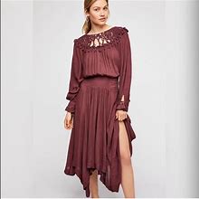 Free People Dresses | $118 Free People Camille Crocheted Boho Dress Xs | Color: Brown/Purple | Size: Xs