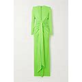 Alex Perry Banner Tie-Front Neon Satin-Crepe Gown - Women - Green Dresses - XXS