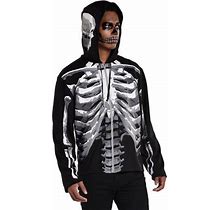 Amscan Black And Bone Hoodie For Men, Halloween Costume Accessory, Large/Extra Large, With Front Zipper