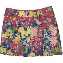 Lilly Pulitzer Skort Bright Floral Print Pockets, Size 0, Cotton