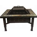 Global Outdoors 34-In Adjustable Leg Square Slate Top Fire Pit