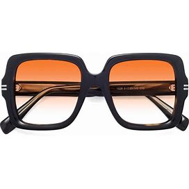 Tortoise Narrow Oversized Square Gradient Sunglasses With Orange Sunwear Lenses
