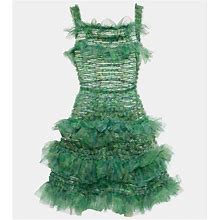 Susan Fang - Susan Fang Ruffled Midi Dress Green M